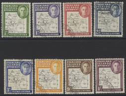 1948 Thin Map Set (excl. 4d) Each Showing 'dot In T' Variety, All VFU, SG.G9a/A16a. (8) Cat. £240 - Other & Unclassified