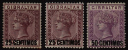 1889 25c On 2d Brown Purple (2) Showing '5 With Short Foot' & 'broken N' Varieties, SG.17a & B, 50c On 6d Bright Lilac S - Other & Unclassified