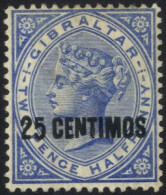 1889 Surcharge Issue 25c On 2½d Bright Blue Showing The 'broken N' Variety, M, Part O.g. SG.18b, Cat. £300. (1) - Other & Unclassified