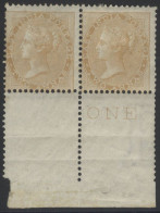 1859 No Wmk P.14 2a Yellow-buff Lower Marginal Pair, Fine M Streaky Gum, SG.42, Cat. £2200+, Very Scarce. - Other & Unclassified