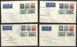 INTERNATIONAL COMMISSION IN INDO CHINA 1954 Optd Sets Of Five On Airmail FDC's (4) For Cambodia, Laos & Vietnam (2), SG. - Other & Unclassified