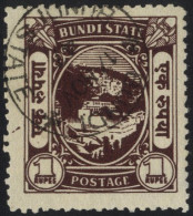 BUNDI 1947 1r Chocolate, VFU With Fine Bundi State C.d.s. For 17.NOV.47, Pulled Perf Lower Left Side, SG.92. (1) - Other & Unclassified