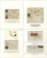 TUSCANY 1850-57 Covers (6) Written Up On Leaves Incl. 1c STRIPS OF THREE Frankings (2), Also 1c & 2c Mixed Frankings (2) - Other & Unclassified