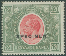 KENYA & UGANDA 1922-27 MSCA £20 Red & Green, Optd SPECIMEN, UM (gum Lightly Toned, Upper Left Corner Perf Thinned), SG.1 - Altri & Non Classificati