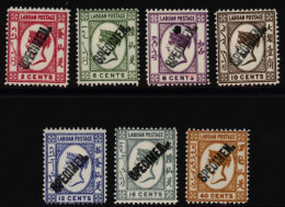 1892-93 No Wmk 2c To 40c (SG.39-47) Set H/stamped SPECIMEN, The 8c Also With Punch Hole. (7) - Autres & Non Classés