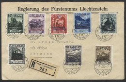 OFFICIALS 1921 Set (8 Vals) On A Reg Cover From Vaduz To Bregenz, P.11½ (6) Or 11½ X 10½ (2), Each Neatly Tied By VADUZ  - Andere & Zonder Classificatie