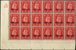 TANGIER 1938 1d Scarlet Lower Left Corner Marginal Control (A/37) Cylinder 3 (dot) Block Of Eighteen UM, SG.246, Cat. £4 - Autres & Non Classés