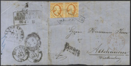 1862 Cover Front & Back Flap From Rotterdam To Altshausen In Wurttemberg, Franked 15c Horizontal Pair - Clear To Large M - Autres & Non Classés