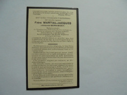 Souvenir Pieux Décès Frère MARTIAL JACQUES Jacques Bernimont Genck 1919 Malonne Ciney Liège Carlsbourg Religieux - Obituary Notices