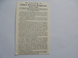 Souvenir Pieux Décès Frère EUGENE Frans Crijns Rekem 1901 Ciney Carlsbourg Religieux - Obituary Notices