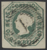 1853 50r Green, Four Margin Example Cancelled Barred Oval 'I' Numeral, SG.6, Cat. £1500. - Other & Unclassified
