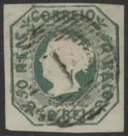1853 50r Green, Four Margin Example Cancelled Barred Oval 'I' Numeral, SG.6, Cat. £1500. - Andere & Zonder Classificatie