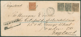 1895 (23 Sep) Triple Rate Envelope (212 X 96mm) Reg To London, Bearing 1892 1s & 1892-94 3d Pair & 4d, The Last Cancelle - Other & Unclassified