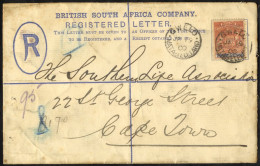 1900 (19 Jan) 4d Reg Envelope (size G) To Cape Town With 'REGISTRATION' Crossed Out, Bearing 1892 8d Cancelled By 'GWELO - Other & Unclassified