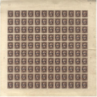 1917 New Zealand 3d Chocolate Overprinted, Complete UM Sheet Of 120 The Top Four Rows P.14 X 13½ And The Bottom Six Rows - Autres & Non Classés