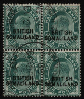 1903 ½a Green VFU Block Of Four Incl. The 'BRIT SH' Variety, SG.25/25a. (4) - Sonstige & Ohne Zuordnung