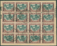OFFICIALS 1934 2/6d Green & Brown, 21mm Between Lines Of Overprint, Used Block Of Sixteen On Piece, Cape Town 13.MAR.34  - Altri & Non Classificati