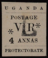 1896 4a Black H/stamped Type 7 In Black Showing 'small O In Postage' Variety, Unused With Horizontal Crease At Top, SG.7 - Other & Unclassified