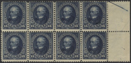 1895 Wmk USPS 15c Indigo, Fresh M Right Side Marginal Block Of Eight (5x UM), Full O.g, Some Minor Ink Marks On Reverse  - Other & Unclassified