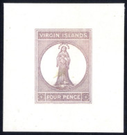 1867-70 4d Engraved Die Proof In Dull Mauve, On Card (44 X 47mm) Fine & Very Scarce In This Large Format (SG.15) - Other & Unclassified