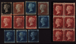 1840-58 Unused Range Of On Card, Mostly Without Gum Or Regummed And With Faults Incl. 1d Black OI, 1841 1d Red, 2d Blue  - Autres & Non Classés