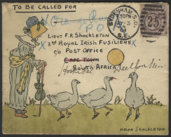 1901 Hand Painted Illustrated Envelope Of A Lady Minding Her Geese, Sent To South Africa With 1d Lilac, Tied 'Sydenham'  - Sonstige & Ohne Zuordnung