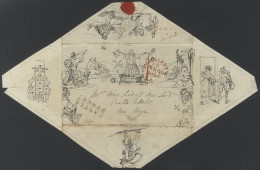 1840 Menzies 'Washer Women' Envelope Showing Britannia As A Washer Woman Despatching Her Messengers, Plus A 'Man Of Lett - Sonstige & Ohne Zuordnung