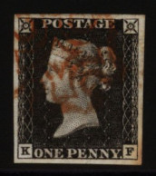 Plate 1a KF, Four Good To Large Margins & Red MC, Vertical Crease. (1) - Other & Unclassified