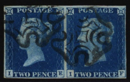 Plate 1 In Horizontal Pair IE-IF, Four Margins And Two Neatly Struck Black MC's, Pressed Out Vertical Crease IF, An Attr - Other & Unclassified