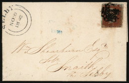 1841 1d Red-brown Pl.19 F-E With Three Good Margins Shaved Along Fourth At Base, Light Vertical Filing Crease, Cancelled - Otros & Sin Clasificación