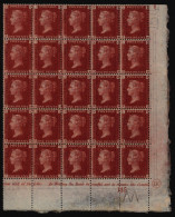 1858-79 1d Red Pl.130 PH-TL Block Of Twenty-five, Fresh UM (apart From Five Mounted), Fine Corner Marginal Showing Margi - Other & Unclassified
