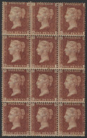 1864-75 1d Rose Red Pl.205, Fine M With Full O.g Block Of Twelve AH/DJ (small Tone Spot On B1), SG.43, Cat. £900+ - Otros & Sin Clasificación