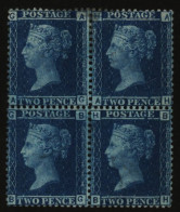 1858-76 2d Blue Pl.9 In Block Of Four AG-BH, O.g, Some Gum Disturbance & Thinning At Top But A Fresh & Attractive Multip - Other & Unclassified