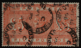 1867-83 £5 Orange, Good U With Multiple Cancels, Ironed Out Vertical Crease Not Detracting, SG.137. (1) - Sonstige & Ohne Zuordnung