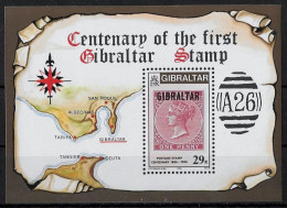 GIBRALTAR - CENTENAIRE DU 1ER TIMBRE DE GIBRALTAR - BF 8 - NEUF* - Stamps On Stamps