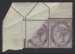 1881 1d Lilac 16 Dots Corner Marginal Pair Showing 'visual Paper Fold' Variety, Fine M (1 UM), SG.172. - Sonstige & Ohne Zuordnung