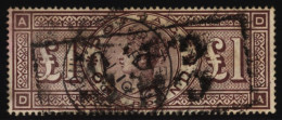 1888 Orbs £1 Brown-lilac DA, Cancelled By C.d.s & Boxed Telegraph Cancel, Heavily Soiled On Reverse, But A Good, Sound E - Sonstige & Ohne Zuordnung