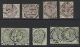 1883 Lilac & Greens 2½d (2), 3d (2), 4d Pair, 5d, 1s Pair Good To VFU - The 1s Pair Off Centre But Wonderful Strong Colo - Other & Unclassified