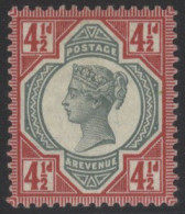 1887 Jubilee 4½d Green & Deep Bright Carmine, Fine M, SG.206a, BPA Cert. 1988. (1) Cat. £750 - Andere & Zonder Classificatie