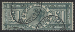 1891 £1 Green HB, VFU Example With Two Oval Registered D/stamps, SG.212, Cat. £800. - Other & Unclassified