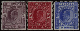 1902-10 DLR 2/6d Lilac, 5s Deep Bright Carmine And 10s Ultramarine, Large Part O.g, Each An Attractive Example, Creased. - Other & Unclassified