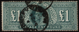 1902-10 DLR £1 Dull Blue-green, VFU With ‘Guernsey’ C.d.s, Small Thin, SG.266, Cat. £825. - Andere & Zonder Classificatie