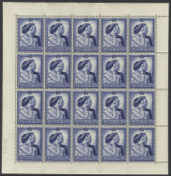 1948 Silver Wedding £1 Blue, SG.494, Complete UM Sheet Of Twenty, Slight Traces Of Toning On Gum. - Autres & Non Classés