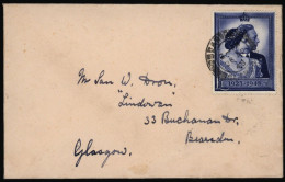 1948 Silver Wedding £1 On Cover To Glasgow On 26th April - The First Day Of Issue. (1) - Sonstige & Ohne Zuordnung