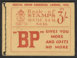 1929 3s Red On Buff Cover Postal Union Congress Issues, Edition 171, All Panes Inverted (some Slightly Trimmed), Cat. £3 - Autres & Non Classés