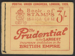 1929 3s Red On Buff Cover Postal Union Congress Issue, Edition 172, All Panes Inverted (trimmed Perfs) Front Cover Fault - Other & Unclassified