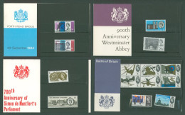 PRESENTATION PACKS 1964-66 Eight Different Comprising 1964 F.R.B, 1964 Geographical, 1965 Churchill, 1965 Battle Of Brit - Other & Unclassified