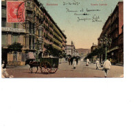 ESPAGNE BARCELONA  Rambla Cataluna , Façade La Mutual Life New York , Attelage Charette 1908 - Barcelona
