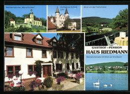 AK Steinbach B. Lohr, Gasthof-Pension Haus Riedmann, Wallfahrtskirche Maria Buchen, Kurmainzer Schloss  - Lohr