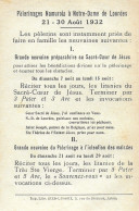 Image. Pèlerinage Namurois à Notre-Dame De Lourdes 1932 Nevaines - Devotion Images